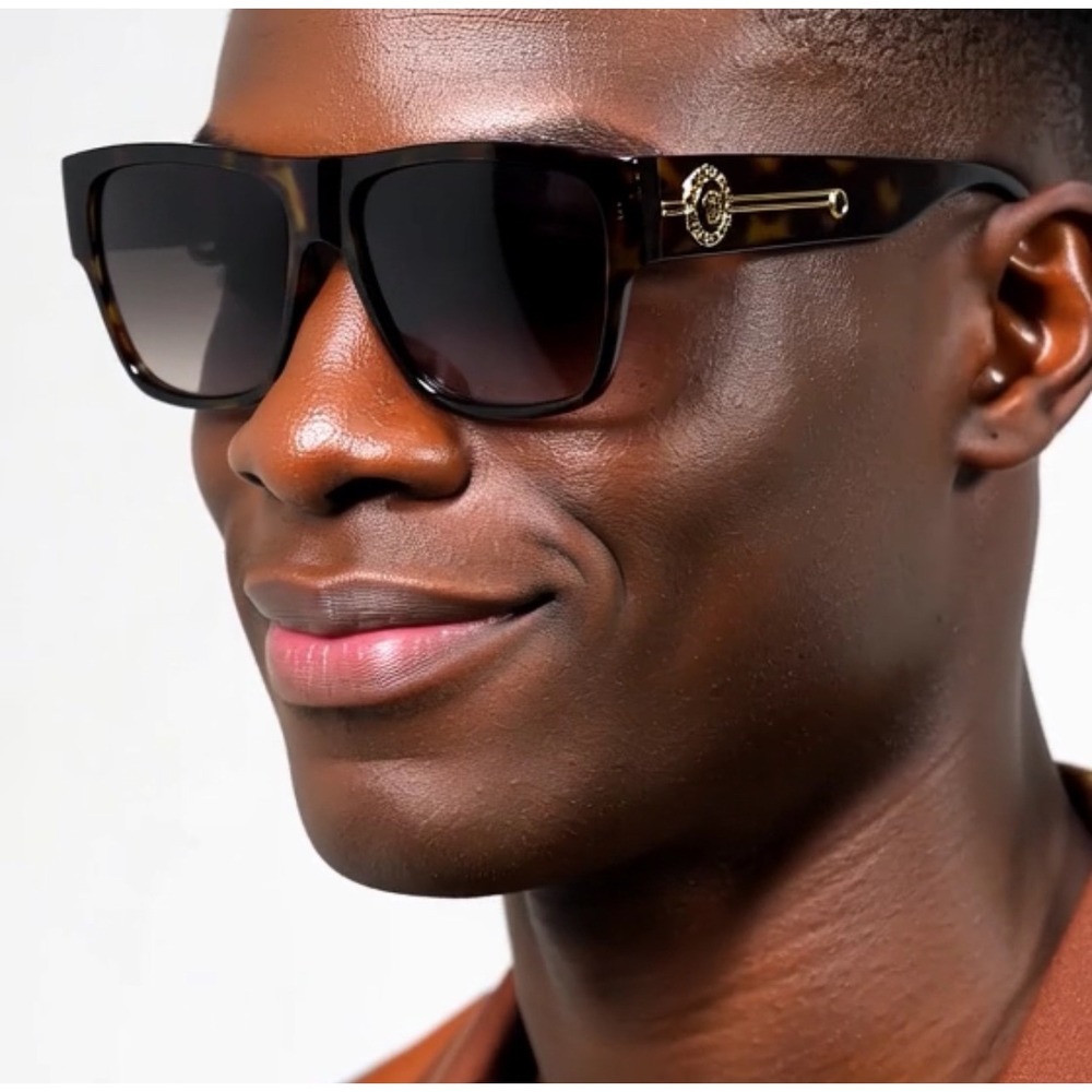 Stylish Tortoiseshell Sunglasses for Men UV400 Protection Gold Accent Classy New